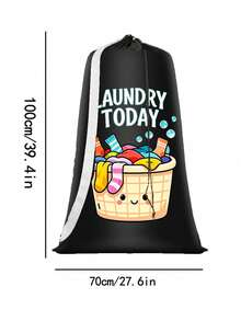 特大容量洗衣袋，附肩帶與耐用抽繩，印有 LAUNDRY 字樣與洗衣籃圖案，多用途長方形編織洗衣袋，適合居家與旅行收納，便攜旅行收納袋，耐用抽繩，居家帆布收納袋，旅行/宿舍理想選擇，返校/畢業季必備，送給親友的必要禮物，返校禮物 - 彩色 - 查看 11
