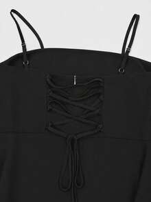 Women's Spring/Summer Black Elegant Chiffon Cover-Up Paired With Ruffle Bandeau Maxi Dress, Elegant Evening Gown - Black - View 9