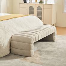 Chaise Lounge Beige Made Of Chenille For Living Room Relaxation - 米色 - 查看 7