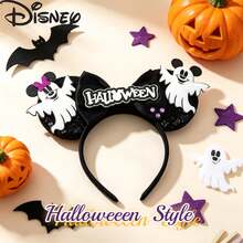 Disney Orange Sequin Bow Mickey Ears Headband, Vintage Halloween Mummy Design, Fabric Wrapped Sequin Accessory, Halloween Parade And Theme Party Cosplay Photo Prop - Style 1 - View 11