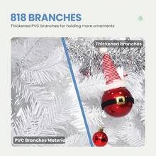 Yitahome 182cm White Artificial Christmas Tree – 818 Tips, Dense Realistic Branches, Fir With Foldable System & Metal Stand, Quick Assembly, Extra-Wide 115cm For Home & Shop - White - View 6