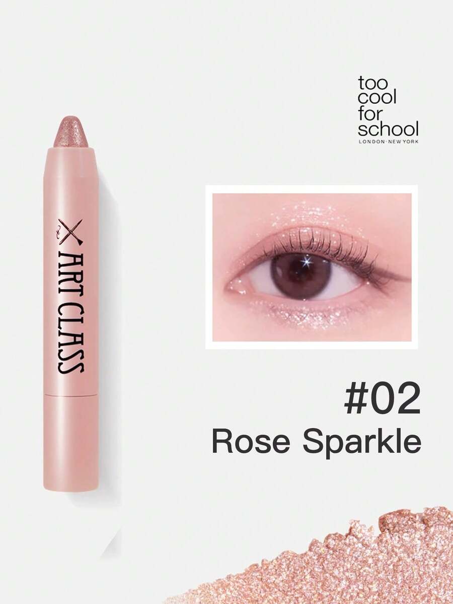 Too Cool for School Toocoolforschool Glitter Eyeshadow Pencil Eyeshadow Stick Highlighter Pearlescent Brightening Makeup - Rose Shimmer - View 1