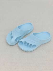 淺藍色五趾分趾夾腳拖鞋，一體成型 EVA，爪形鏤空設計，內建足弓支撐鞋墊，厚底避震，中性款 - 淺藍色 - 查看 2