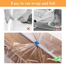 3pcs Reusable Plastic Wrap Cutter, Plastic Wrap Dispenser With Sliding Blade, Kitchen Organiser, Aluminum Foil And Plastic Wrap Storage Box, Suitable For Kitchen Countertop Or Wall Mount Kitchen Organizer - Multicolor - View 4