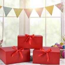 10pcs Red Gift Boxes With Lids, Bridesmaid Invitation Boxes, Luxury Red Ribbon Gift Boxes, Wedding Gift Boxes, Birthday Gift Boxes, Party Gift Boxes, Bridesmaid Gift Boxes, Graduation Gift Boxes, Valentine's Day Gift Boxes - Red and White - View 6