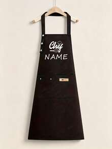 Customized Text Apron, Chef Cooking Kitchen, Unisex Chef Baking Apron, Canvas Work Apron With Pockets, Personalized Kitchen Apron With Custom Logo, Perfect For Wedding Season, Home Cooks And Baking Enthusiasts, Great Gift For Family And Friends - Multicolor - View 10