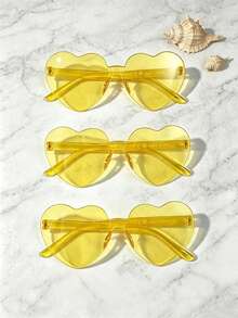 5/10 Pcs Women's Heart Shaped Party Glasses, Yellow Fashion Heart Glasses, Party Glasses, Beach Accessories, Suitable For Weddings, Birthday Parties, Travel, Bridal Showers, Bachelorette Parties, Weddings, Bridal Team Gifts - Glasses - View 4