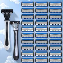 Premium 6-Blade Men's Razor With Non-Slip Ergonomic Handle, Durable Stainless Steel Blades, Smooth Close Shave, Multi-Combination Replacement Blades, Hypoallergenic, Precise Shaving, Essential Beard Trimming Tool, Men's Must-Have Razor, Easy To Clean - 6 Replacement Blades + 1 Tool Holder - View 10