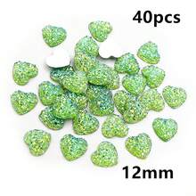 40pcs 10mm/12mm Flat Back Heart-Shaped Resin Inlaid Stones, Multi-Color Crystal Cluster Natural Stone Convex Surface DIY Jewelry Making Accessories - Heart - View 31
