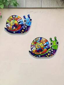 2D Flat 2pcs Wooden Snail Wall Decor, Rust-Proof Garden Decoration, Suitable For Yard, Porch, Fence And Holiday Occasions, Easy To Install, Garden Yard Decoration - A - View 3