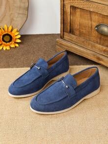 Women's Flat Loafers Low Vamp 2026 Autumn/Winter New Driving Loafers Outdoor Work Shoes Casual Soft Sole British Style Loafers Work Shoes Women's Plus Size Shoes 41-43 - Royal Blue - View 2
