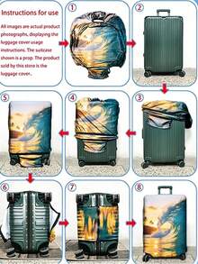 1PC / Flat Print Design / Luggage Cover (Only Luggage Cover, Not Including Luggage Case) / Suitable For 20 To 28 Inch Luggage / Made Of Thickened Fabric / Essential Accessory For Your Travel And Checked Luggage - Multicolor - View 6