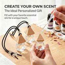 Hanging Car Aromatherapy Diffuser 8ml 5 Colors Glass Bottle Empty Refillable Essential Oil Fragrance Pendant Bottle Wooden Cap With Hanging Rope - View 3