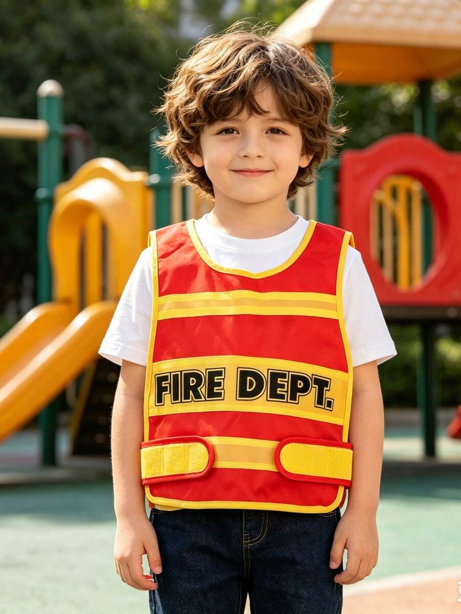 1pc Role Play Cosplay Costume, Firefighter Police Engineer Vest - Multicolor - View 1