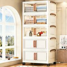 Foldable Storage Box 1/4/5 Layers, Large Double Opening Storage Organizer, Large Storage Box With Lid And Wheels For Clothes, Snacks, Books, Home Office Outdoor Foldable Container, Kitchen Storage Organizer - View 4