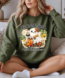 Too Cute To Spook Sweatshirt | Little Italian Ghost | Halloween Vespa Sweater - 樣式1 - 查看 3