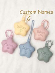 Caja de chupete personalizada con nombre, caja de chupete personalizada, artículos esenciales personalizables, caja de almacenamiento de chupetes con estrellas, regalo para recién nacido, artículos esenciales de viaje, decoración de la habitación - Multicolor - Ver 11
