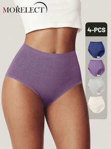 Morelect 4pcs/Pack Women's Mid-Waist Panties, Jacquard Design, Sexy & Comfortable - Multicolor - View 2