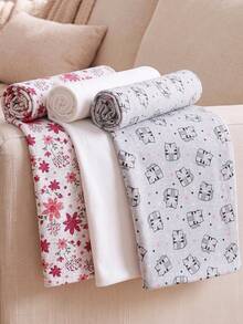 momscare 3 buah Selimut Bayi Motif Bunga Warna Polos, Kain Lembut dan Nyaman, Cocok untuk Bayi Baru Lahir, Selimut Bedong Tipis - MultiWarna - View 1