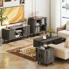 Coffee Table With Storage - Grey Wood Effect For Home - Grey - View 8