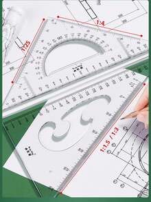1 Set Premium Drawing Tool Kit (7/27/28/32 Pieces), Includes Stainless Steel Drawing Instrument, Precision Geometric Tools And CAD Tools, Multi-Function Combination Set. Suitable For Teaching And Architectural Sketching, Ideal Choice For Students And Engineers. Writing Tools Suitable For Students, Schools, Offices And Educational Scenarios. Back To School, New Semester, Office Supplies, School Supplies, Art Supplies, Desk Accessories. - Sets - View 8