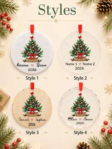 Custom Couple Christmas Tree Ornament 2026, Personalized Holiday Hanging Decor, Romantic Xmas Tree Decoration, Customized Name Keepsake For Home, Customizable Christmas Gift For Couples, Festive Seasonal Ornament, Christmas Decorations, Family - Style C - View 4