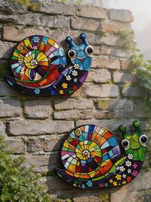 2D Flat 2pcs Wooden Snail Wall Decor, Rust-Proof Garden Decoration, Suitable For Yard, Porch, Fence And Holiday Occasions, Easy To Install, Garden Yard Decoration - A - View 8