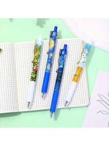 4pcs/Box Oil Painting Design Retractable Ballpoint Pens, Lightweight And Portable, Suitable For Students And Office Use Back To School - Multicolor - View 6