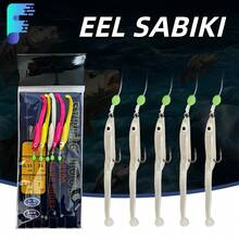 Eel String Hook, Five Hooks Per String, Soft Lure Eel Sabiki Lure Set, Marine Fishing Line Hook, With Barbed Metal Connector - Multicolor - View 2