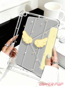 奶油黃翅膀與星星狗狗口號圖案平板保護殼，相容 iPad 9.7/10.2/10.5/10.9/12.9/Pro 11、第 10 代，相容 Galaxy Tab S6 Lite 10.4 吋，相容 Kindle Paperwhite 第 12 代 2024、Kindle (第 11 代-2024 發行)，柔軟防摔，智慧支架/自動喚醒/睡眠，Y 型折疊平板保護套，多種觀看角度 - 彩色 - 查看 5