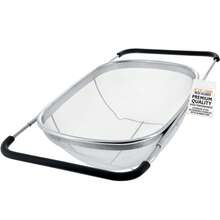 SANNAX Kitchen Supply Stainless Steel Colander Strainer - 6-Quart Collapsible Colander With Expandable Rubber Handles - Rectangular Sieve, Fine Mesh Stainless Steel Strainers And Colanders For Kitchen - View 1