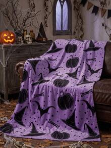 1pc Halloween Flannel Blanket, Single-Sided Print, Soft & Lightweight, Cartoon Pattern, Comfortable & Easy To Care, Multi-Purpose Blanket, Suitable For Bedroom, Sofa, Study And Dorm, Room Decor, Halloween Decor, Ideal Halloween Gift, Perfect Birthday Gift - Multicolor - View 8