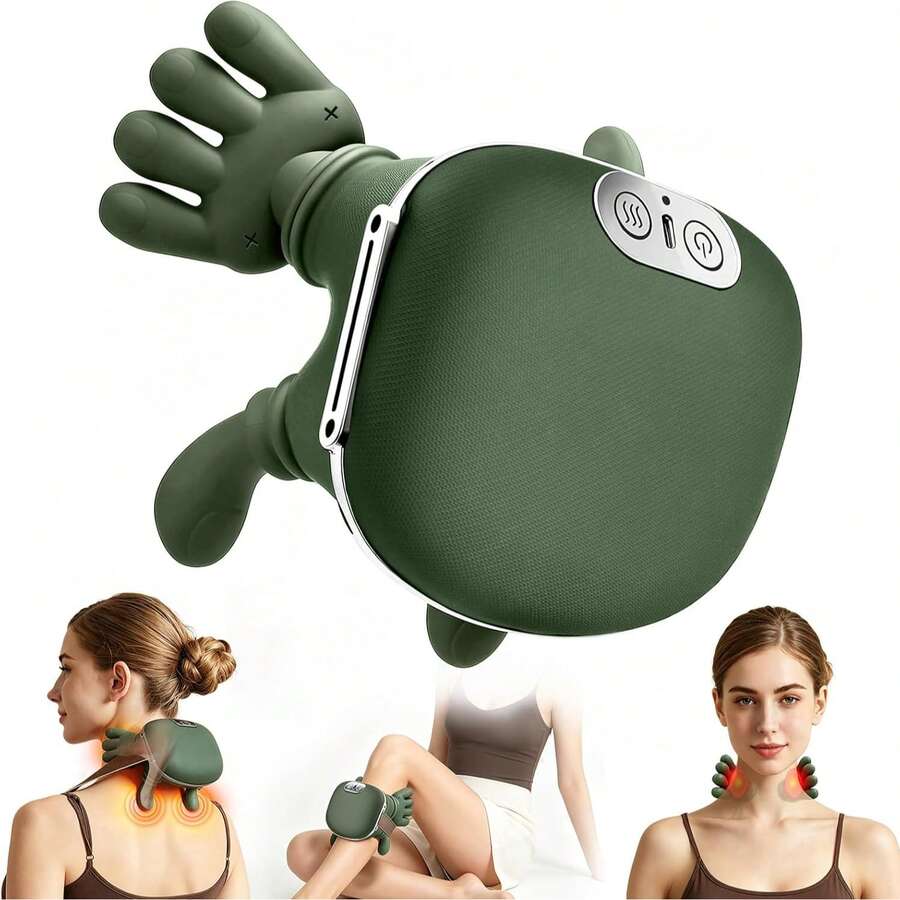 Neck Massager With Heating Function, Wireless Human-Like Massage, Relieve Pain, Green | Neck Massager, 2 Heating Levels, 10 Minutes Auto Shut-Off, Relax Neck And Shoulders At Home, Office, During Breaks Or Before Bed