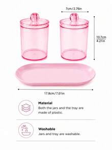 1/2/3 PiecesCotton Swab Storage Set (With Tray) - Clear Bathroom Storage Canisters For Cotton Swabs, Cotton Balls, And Cotton Pads - View 5