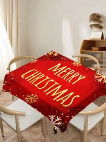 1pc Christmas Series Pattern Printed Tablecloth, Modern Style Polyester Fiber Rectangular Round Waterproof Tablecloth, Digital Printed Tablecloth Suitable For Living Room Home Use, Outdoor Dining Table, Small Round Table - Multicolor - View 7