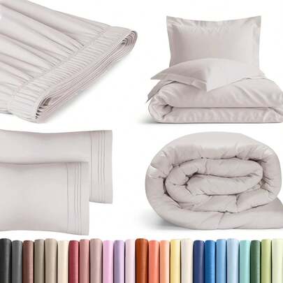 2026 NEW Fashion Wrap Around Dust Ruffle Bed Skirt, Comforter, Duvet Cover And 2 Pillowcases Bundle - Light Grey - For Twin Size Beds W/ 12 Inch Drop - Adjustable Pleated Bedskirt Fabric - For Women, Men, Kids & Teens