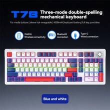 T-WOLF Mechanical Keyboard Tri-Mode Red Switch Hot-Swappable Bluetooth Wireless RGB Gaming Keyboard With Knob Control - View 12