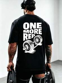 ZYNTH BALENO 男士 "One More Time" 印花圓領短袖T恤，健身上衣，舒適適合日常穿著與戶外運動，夏季黑色 - 黑色 - 查看 4