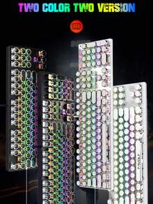 T-WOLF Keyboard Mekanik Blue Switch Gaming RGB Backlit Punk Round Keycaps Metal Panel 104 Tombol - View 10