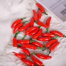30pcs Red Mini Artificial Chili Peppers, Realistic Fake Vegetable Decor, Rustic Style Decorative Accessories, Suitable For Home Interior, Kitchen Cabinet Display, Fruit Basket Filler And Farmhouse Scene Arrangement - Multicolor - View 7