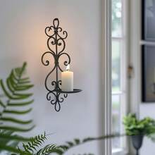 AMetal Wall Candle Sconce Holder Set Of 2 Hanging Wall Mounted Candle Sconces Holder, Wall Sconces Decor For Bedroom Dining Room, Black 10inch*6inch - LY0017 - View 6