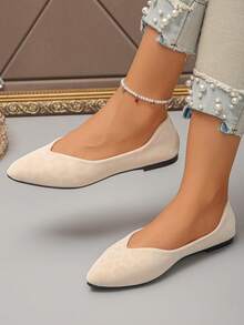 Wide Fit Slip-On Pointed Toe Women's Large Feet Wide Last Flat Shoes Elegant Spring Autumn Summer Daily Wear Commute Leopard Print Ballet Flats - Beige Large Leopard Print - View 3