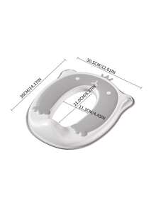 1pc Grey Cartoon Bear Crown Toilet Seat Cover, Suction Cup Fixed, Unisex, Suitable For Toilet Training - Light Grey - View 4