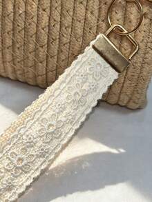 1件/2件/6件組 白色蕾絲優雅小眾療癒清新文藝刺繡緞帶可愛花朵刺繡個性化配件鑰匙圈鑰匙掛繩，適合女性女孩日常、假日、通勤、校園穿搭搭配 - 多款式G - 查看 6
