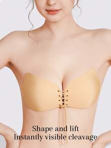 1pc Invisible Front Closure Adhesive Bra, Suitable For Summer, Bridal Gown Push-Up Bra, Backless Dress And More - Multi-color - View 4