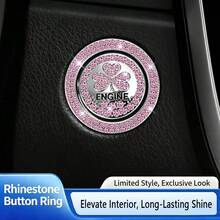 1pc Rhinestone Car One-Touch Start Button Protector/Clover Full Rhinestone Ignition Ring Button Decorative Sticker/Universal Sticker - Rhinestone Shamrock Sticker - View 3