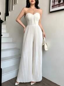 Women Jumpsuits - Apricot - View 2