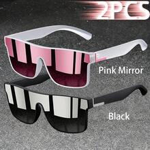 WSZ 2PCS Latest Fashion Vintage Square Sports Glasses Flat Frame Street For Unisex Eyewear For Choice For Outdoor Vacation And Daily Clothing Matching - 2PCSF766 - View 28