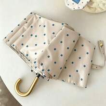 Fashion Minimalist Gold Hook Polka Dot Black Vinyl UV Protection Sunproof Outdoor Travel All-Weather Umbrella - Golden Hook Polka Dot - View 6