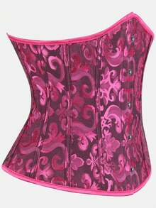 Court Style Jacquard Waist Cincher With Front Buckle And Back Lace-Up, Fishbone Corset For Daily Wear, Party And Halloween Outfit - Multicolor - View 55